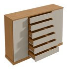 Cômoda 2 Portas 7 Gavetas 3 Prateleiras Vedra Amêndoa Clean/o