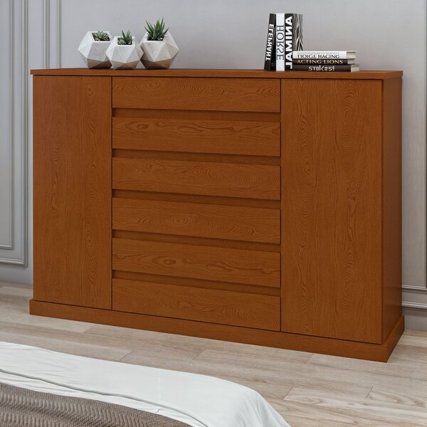 Cômoda 2 Portas 7 Gavetas 3 Prateleiras Vedra Frassino