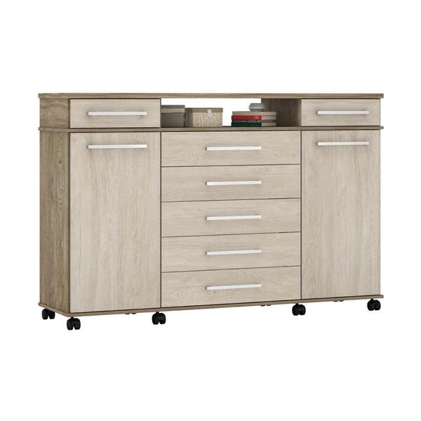 Cômoda 2 Portas 7 Gavetas Com Rodízios Multimóveis Cr40117