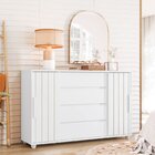 Cômoda 2 Portas Correr 4 Gavetas Evidenza   Branco/ Freijó