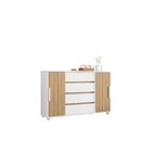 Cômoda 2 Portas Correr 4 Gavetas Evidenza   Branco/ Freijó