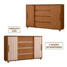 Cômoda 2 Portas De Correr 4 Gavetas Jatobá Fendi Flex Evora S