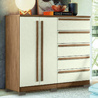 Cômoda 2 Portas E 5 Gavetas Com Pés Málaga Gold Santos Andirá