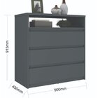 Cômoda 3 Gavetas 1 Nicho 100% Mdf Gales Grafito