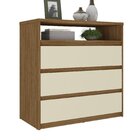 Cômoda 3 Gavetas 1 Nicho 100% Mdf Gales Nogueira/areia