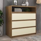 Cômoda 3 Gavetas 1 Nicho 100% Mdf Gales Nogueira/areia