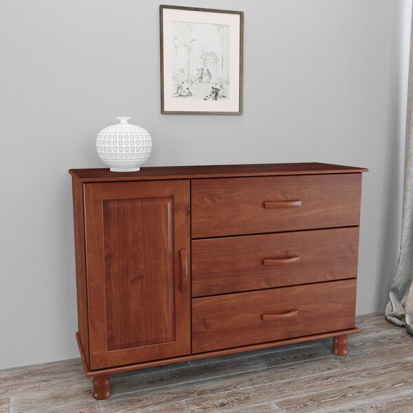 Cômoda 3 Gavetas 1 Porta Bronze Finestra Imbuia