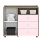 Cômoda 3 Gavetas 1 Porta Cafuné Rosa Chá/rústico