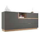 Cômoda 3 Gavetas 1 Porta Nogal Dourado Grafite Intenso / Noga