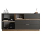 Cômoda 3 Gavetas 1 Porta Nogal Dourado Grafite Intenso / Noga