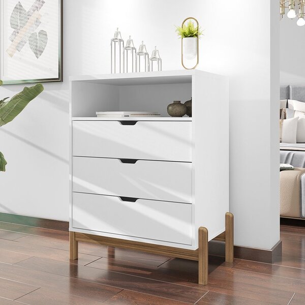 Cômoda 3 Gavetas 77x96cm Antares Casa D Branco