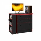 Cômoda 3 Gavetas Com Mesa Giratória Preto/vermelho - Qmovi