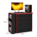 Cômoda 3 Gavetas Com Mesa Giratória Preto/vermelho - Qmovi