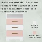 Comoda 3 Gavetas Com Nicho 4450 Branco Rosa Plla