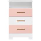 Comoda 3 Gavetas Com Nicho 4450 Branco Rosa Plla