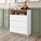 Cômoda 3 Gavetas Com Nicho Decorativo Magia Branco Jequitibá