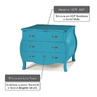Cômoda 3 Gavetas - Entregue Montado - Retrô Azul Laqueado Fos