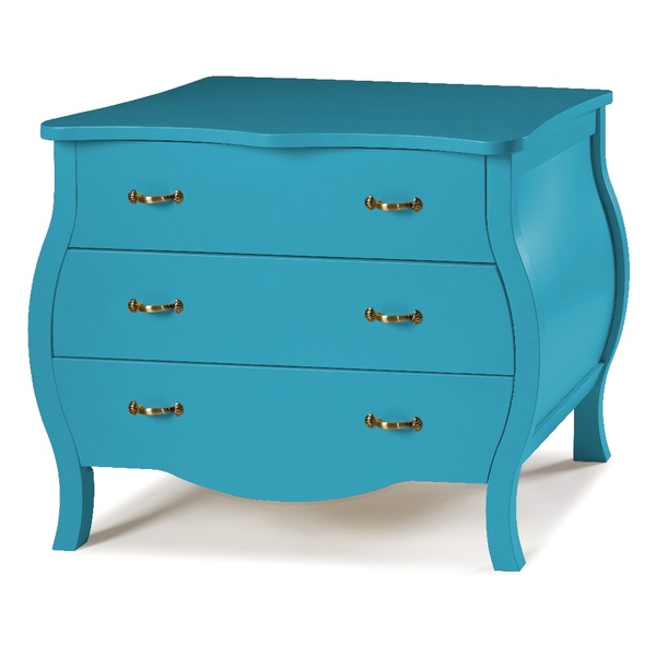 Cômoda 3 Gavetas - Entregue Montado - Retrô Azul Laqueado Fos