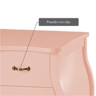 Cômoda 3 Gavetas - Entregue Montado - Retrô Rosa Claro Laquea