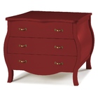 Cômoda 3 Gavetas - Entregue Montado - Retrô Vermelho Bordô La