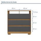 Cômoda 3 Gavetas Estilo Moderno Miami Carvalho Americano/graf