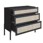 Cômoda 3 Gavetas Palhinha Pé Madeira Oslo Nero/preto