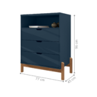 Cômoda 3 Gavetas Said Azul Cobalto