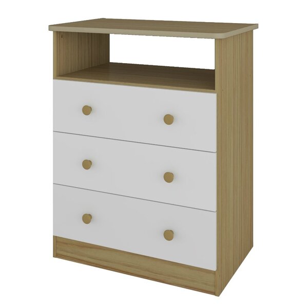 Cômoda 3 Gavetas Smim Com Nicho Peroba