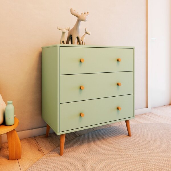 Cômoda 3 Gavetas Verde Scandi Artemobili Verde Menta/mel