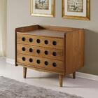 Cômoda 3 Gavetas Vintage Em Madeira Maciça - Nogal/preto