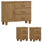 Comoda 3g 1p 2 Mesas De Cabeceira Madeira Maciça Imbuia Milan