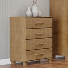 Cômoda 4 Gavetas 100% Madeira Maciça Linha Ouro Freijo