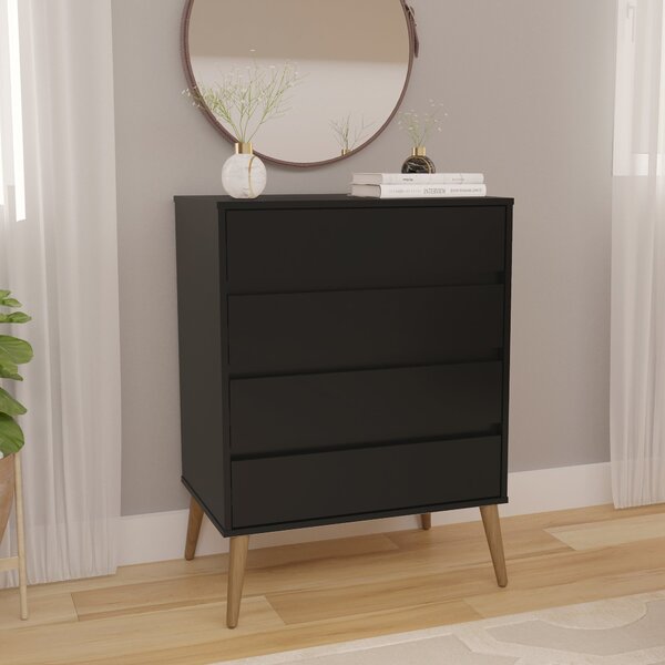 Cômoda 4 Gavetas 100% Mdf Dolce Preto Fosco