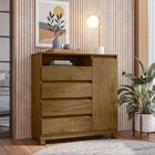 Cômoda 4 Gavetas 1 Porta 1 Nicho Dracena  Cedro