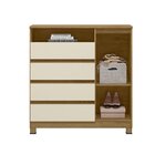 Cômoda 4 Gavetas 1 Porta 1 Nicho Dracena  Cedro/off White