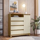 Cômoda 4 Gavetas 1 Porta 1 Nicho Dracena  Cedro/off White