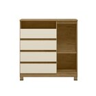 Cômoda 4 Gavetas 1 Porta 1 Nicho Dracena  Cedro/off White