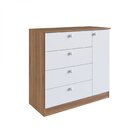 Cômoda 4 Gavetas 1 Porta Aconchego  Nogal/branco