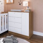 Cômoda 4 Gavetas 1 Porta Aconchego  Nogal/branco