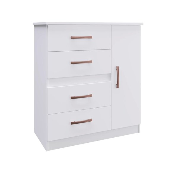 Cômoda 4 Gavetas 1 Porta Caribe 508 Espresso Móveis Branco