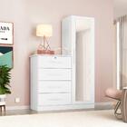 Cômoda 4 Gavetas 1 Porta Com Espelho Elise Plus Branco Fosco