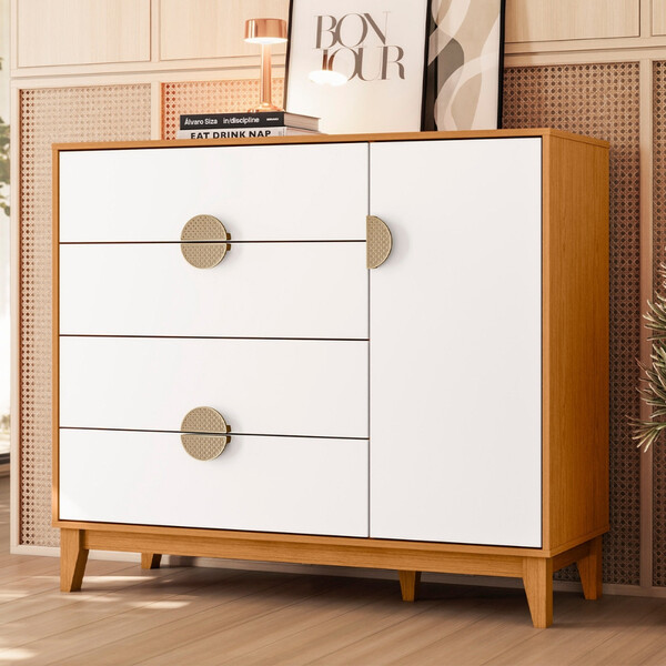 Cômoda 4 Gavetas 1 Porta Com Pés Ipe Albatroz