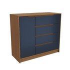 Cômoda 4 Gavetas 1 Porta De Madeira Canela/azul