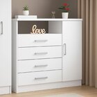 Cômoda 4 Gavetas 1 Porta E Nicho Para Quarto Branco