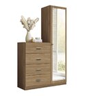 Cômoda 4 Gavetas 1 Porta Estilo Com Espelho Jatoba