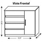 Cômoda 4 Gavetas 1 Porta Flex 8000 Araplac