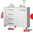 Cômoda 4 Gavetas 1 Porta Flora  Branco