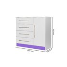 Cômoda 4 Gavetas 1 Porta Malibu New Branco/branco-lilas