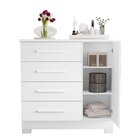 Cômoda 4 Gavetas 1 Porta Nt 5185  Branco New/rosa