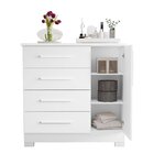 Cômoda 4 Gavetas 1 Porta Nt 5185  Branco New/rosa